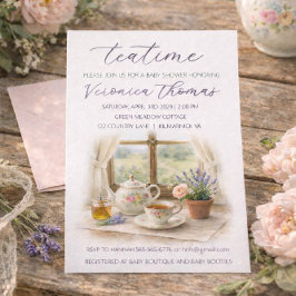 Tea Time Party Sweet Baby Shower Invitation Inbjudningar