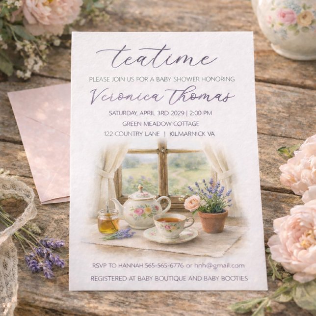 Tea Time Party Sweet Baby Shower Invitation Inbjudningar (Skapare uppladdad)