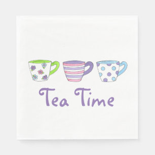 Tea Time Pastel Tekopp Kopp Aeftermiddag Teaparty Pappersservett