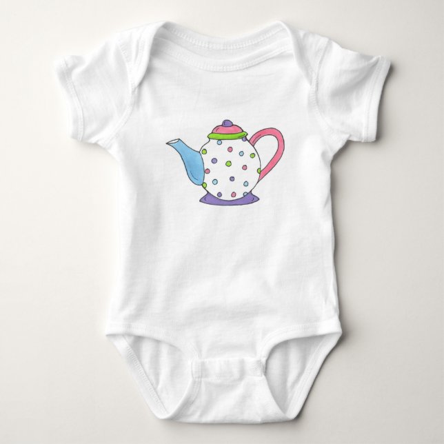 Tea Time Polka Dot Tekanna Tea Party Teaparty T Shirt (Framsida)