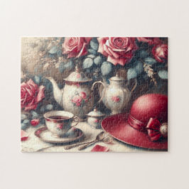 Tea Time Rosa ros och Tekopp Pussel