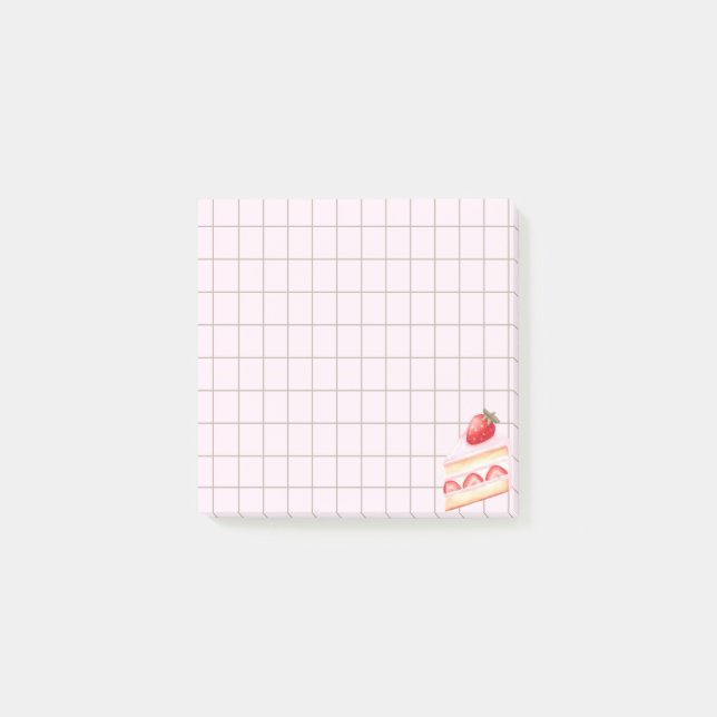 Tea Time Strawberry Cake – Personalized Grid Stick Post-it Block (Framsida)
