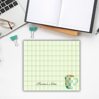 Tea Time Tea Cup – Personalized Grid Sticky Notes Post-it Block