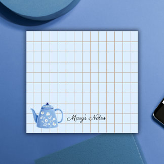 Tea Time Teapot – Personalized Grid Sticky Notes Post-it Block