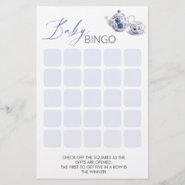 Tea Time Toile Theter Baby Shower Bingo Game