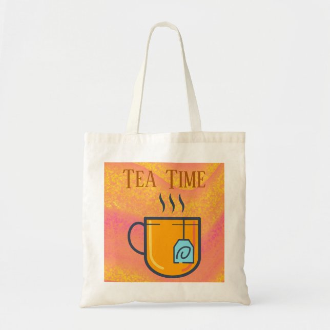 Tea Time Tote Bag Tygkasse (Framsidan)
