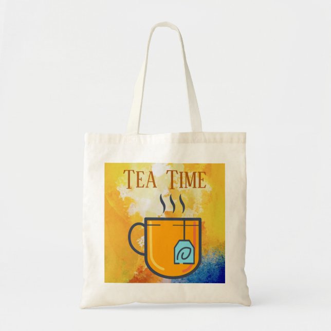 Tea Time Tote Bag Tygkasse (Framsidan)