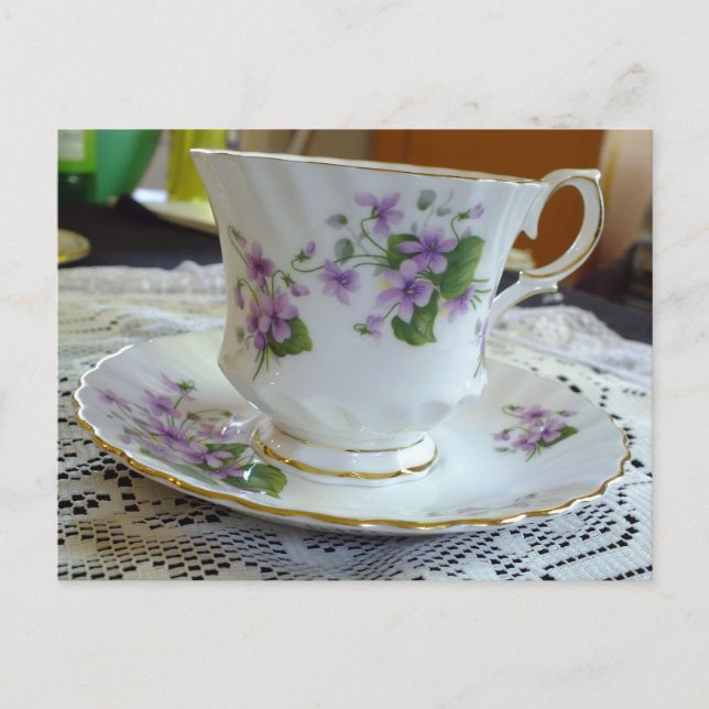 Tea Time - Vintage Violets Tea Kopp vykort (Framsida)