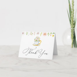 Tea Time Whimsical Wildblomme Tackkort Card Anteckningskort