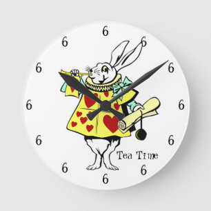 Tea Time White Rabbit Rund Klocka