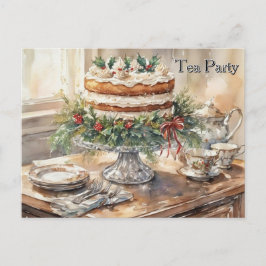 Tea Time with Cake Tea Party  Helg Vykort