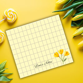 Tea Time Yellow Flower – Personalized Grid Sticky  Post-it Block