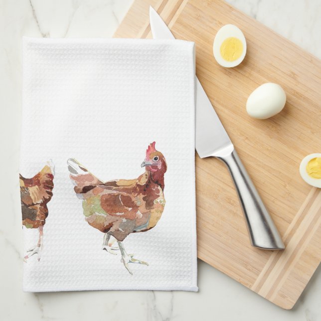 Tea Towel - 3 Chickens Fransk Kitchen Kökshandduk (Vikt i Fjärdedel)