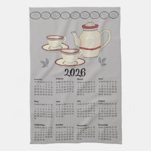 Tea Towel Calendar 2026 Kopp och Tekanna Kökshandduk