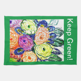 Tea Towel Grönt Rosas Kökshandduk