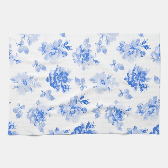 Tea Towel in delft blue roses Kökshandduk (Horisontell)