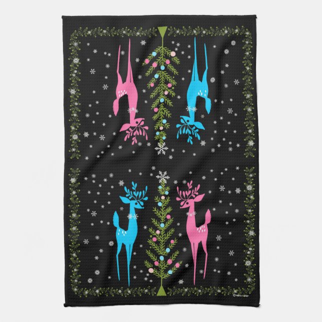 TEA TOWEL MCM CHRISTMAS REIN DEERS KÖKSHANDDUK (Vertikal)