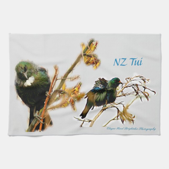 Tea towel NZ Tui Bird Kökshandduk (Horisontell)