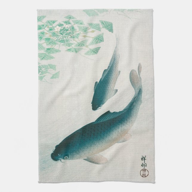 TEA TOWEL : OHARA KOSON : CARP/KOI 1926 KÖKSHANDDUK (Vertikal)