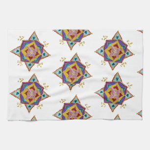 Tea Towel Rosa Gult Mandala Kökshandduk