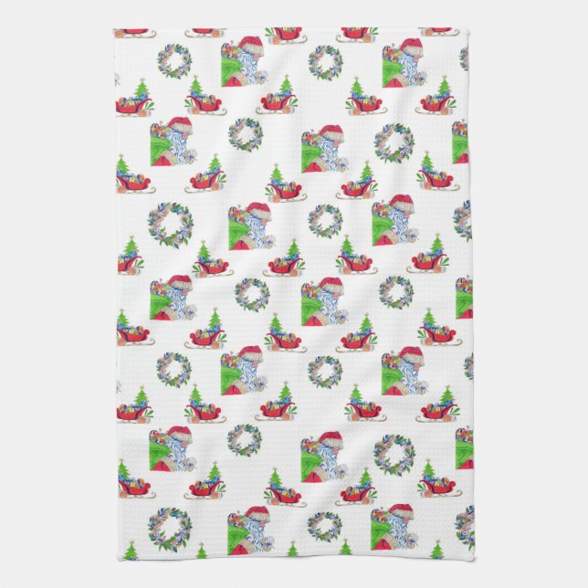 Tea Towel Santa Helgdag Kökshandduk (Vertikal)