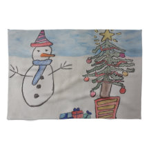 Tea Towel snögubbe & Julgran
