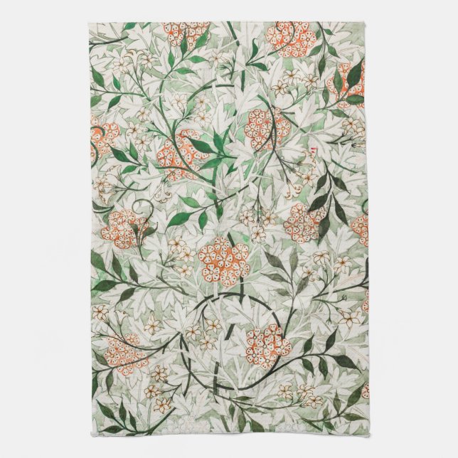 TEA TOWEL : WILLIAM MORRIS: GRÖNT JASMINE KÖKSHANDDUK (Vertikal)