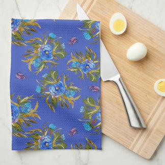 Tea Towel With Hand-Painted ink Florals Kökshandduk