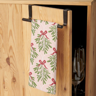 Tea towel with mistletoe design kökshandduk