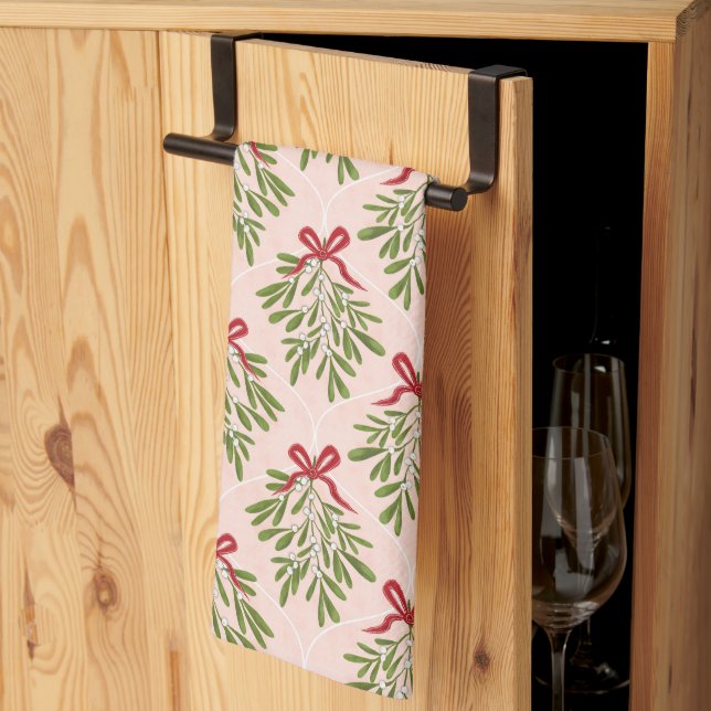 Tea towel with mistletoe design kökshandduk (Thirds Fold)