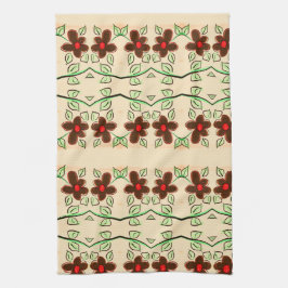 Tea Towel with Red and Chocolate Brown Kökshandduk