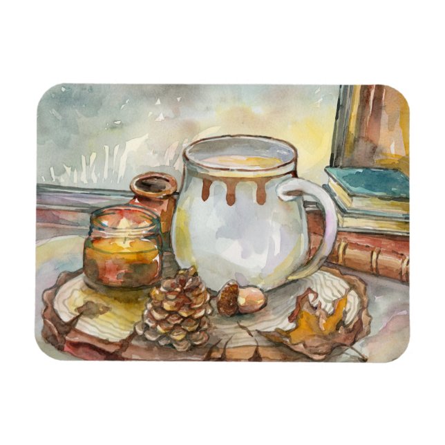 Tea vid fönstret magnet (Horisontell)