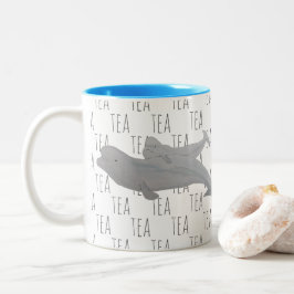 Tea Watercolor Ocean Animal Mor Baby Beluga Två-Tonad Mugg