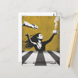 Tea with Bunny urban street Art graffiti Vykort