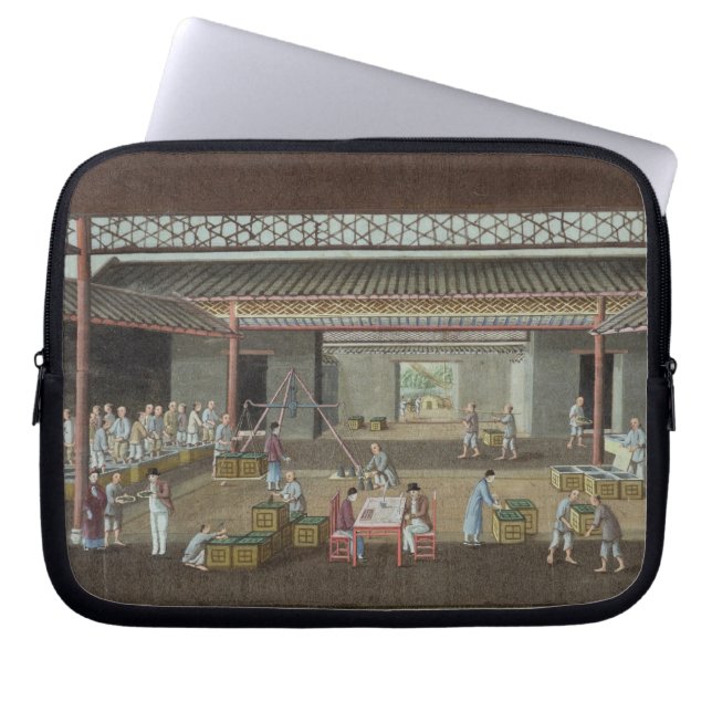 Teabussgaraget (gouachen på silke) laptop sleeve (Framsidan)