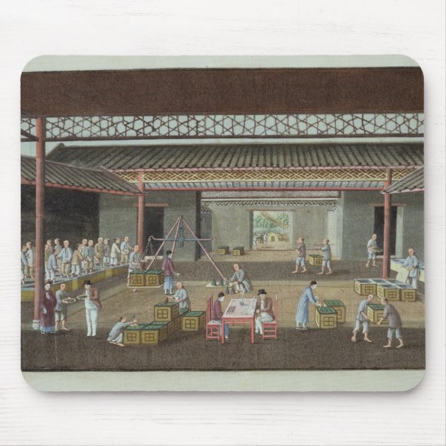 Teabussgaraget (gouachen på silke) musmatta (Framsidan)