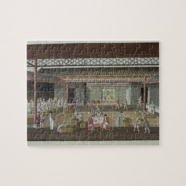 Teabussgaraget (gouachen på silke) pussel (Horisontell)