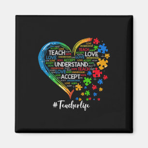 Teach Accepterar Kärlek Lärarhjärtautism Magnet