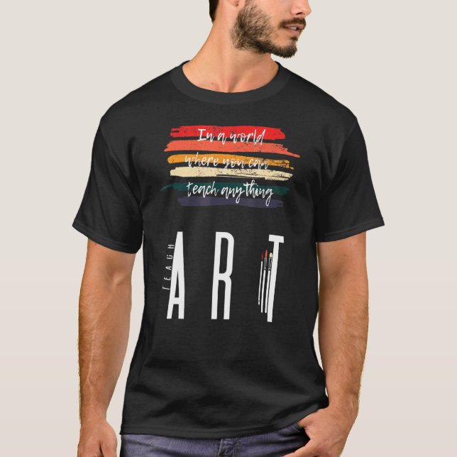 Teach Art Back to school Klass lärare Retro Vinta T Shirt (Framsida)