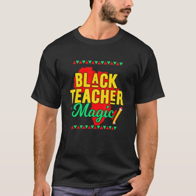 Teach Black History Month Kids Black Teacher Afric T Shirt (Framsida)