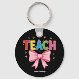 Teach Coquette Bow Crayon Teacher Kids Funny Nyckelring