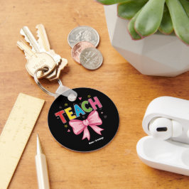 Teach Coquette Bow Crayon Teacher Kids Funny Nyckelring