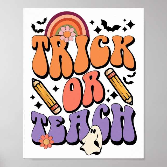 Teach eller Teach Retro Fall Halloween Costumes Te Poster (Framsidan)