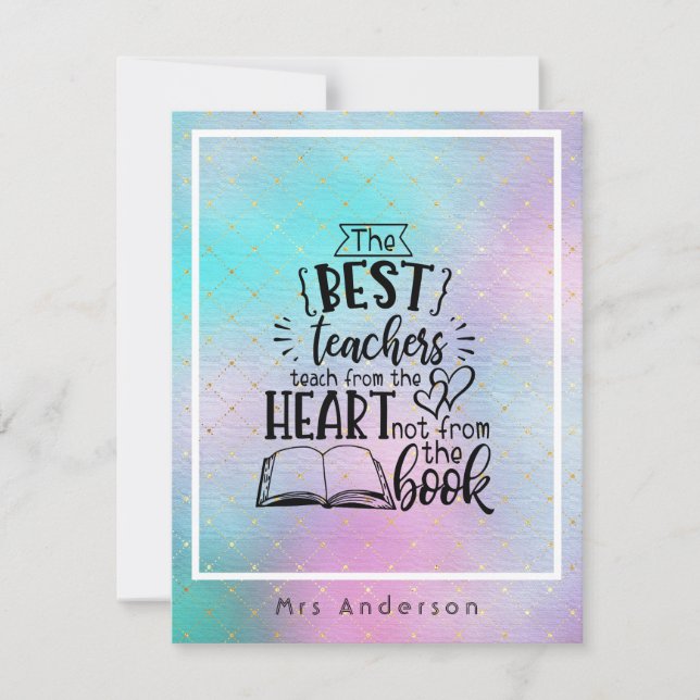 TEACH from HEART not A BOK LÄRARE Namngiven Gift (Framsida)