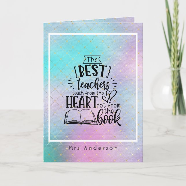 TEACH from HEART not A BOK LÄRARE Namngiven Gift Anteckningskort (Framsida)