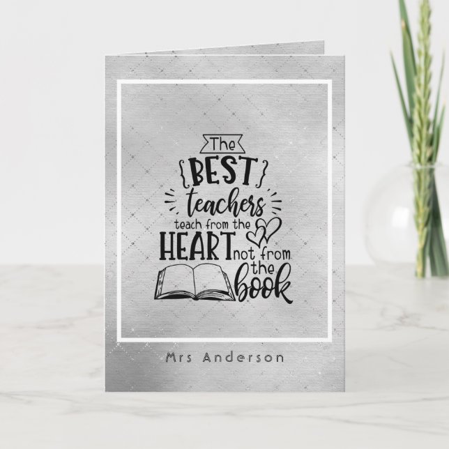 TEACH from HEART not A BOK LÄRARE Namngiven Gift Anteckningskort (Framsida)