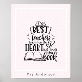 TEACH from HEART not A BOK LÄRARE Namngiven Gift Poster