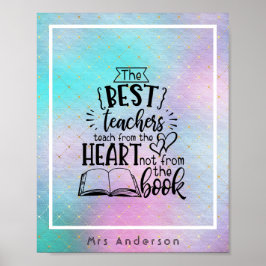 TEACH from HEART not A BOK LÄRARE Namngiven Gift Poster