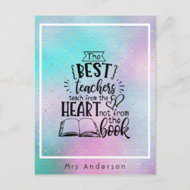 TEACH from HEART not A BOK LÄRARE Namngiven Gift Vykort