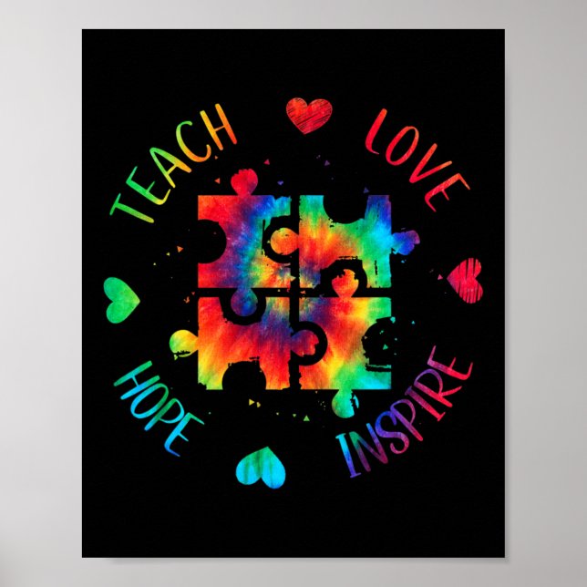 Teach Hope Kärlek Inspire Autism Awareness Lacher  Poster (Framsidan)